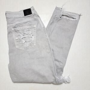 American Eagle Grey Distressed Mom Jeans SZ 10